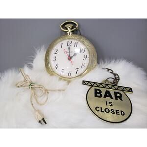 READ Spartus Backward Running Bar Closed Open‎ Pocket Watch Electric Wall Clock